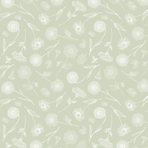 Botanical Illustration on Neutral Green