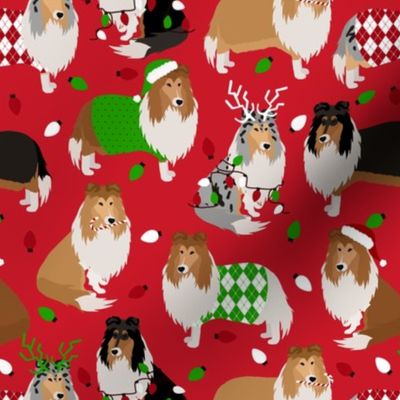 Christmas Rough Collie Red