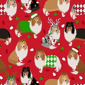 Christmas Rough Collie Red