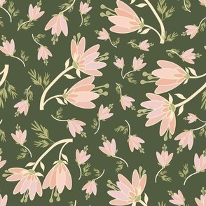 Green Coral Pink Floral