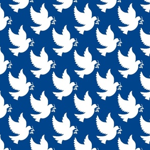 white peace doves on blue | medium