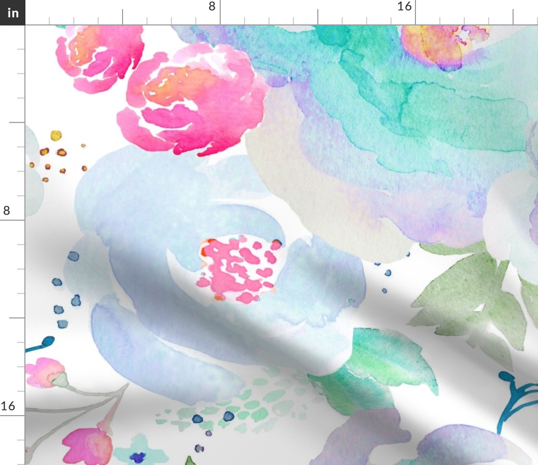 Floral Blues Wallpaper 12x12 repeat