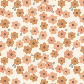 Warm ditsy floral on cream 