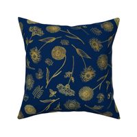 Botanical Illustration on Navy Blue