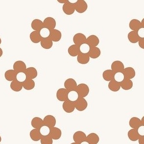 Rust retro floral on lace 