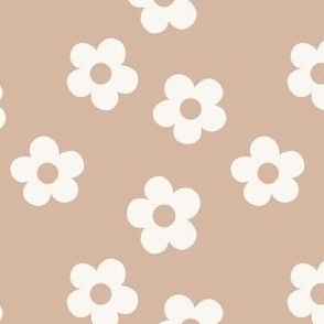 Lace Retro floral on dusty peach 