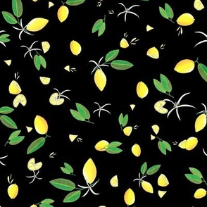 Lemons and Flowers - Black