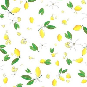 Lemons and Flowers - White