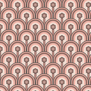 Colors of the Rainbow Mid-Century Modern Scandi Folk Floral in Retro Colours of Blush Pink Brown Cream - SMALL Scale - UnBlink Studio by Jackie Tahara