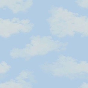 blue sky and white clouds gentle airy seamless pattern
