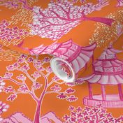 Custom Pagoda PINK AND ORANGE landscape 