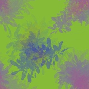 purple pink flower on green background seamless pattern