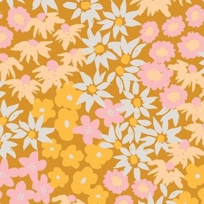 Wild Flowers - Ochre and Pink