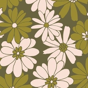 Retro Floral Daisy - Green