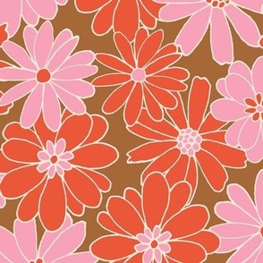 Retro Floral Daisy - Red