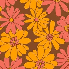 Retro Floral Daisy - Pink and Yellow-01