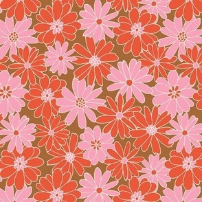 Retro Floral Daisy S - Red