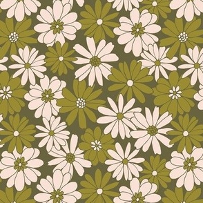 Retro Floral Daisy S - Green