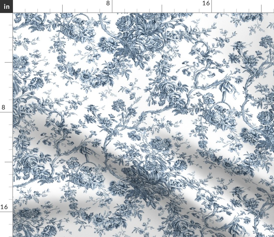 Engraved Floral Toile-Blue