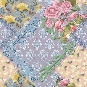 Vintage patchwork with blue borders 