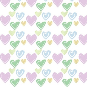 Cute Pastel Hearts Doodle Love Valentines