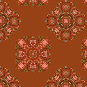 Terra Cotta Tile and Coral Blossoms 