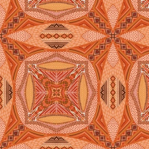 Peach and orange neutral patchwork mandala 