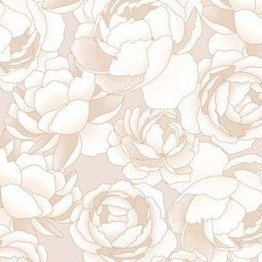 Large scale peonies wallpaper with muted tones