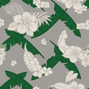 Aloha flowers in neutral and green