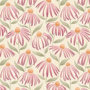Coneflower Meadow - large - mauve, sage, and copper on cream