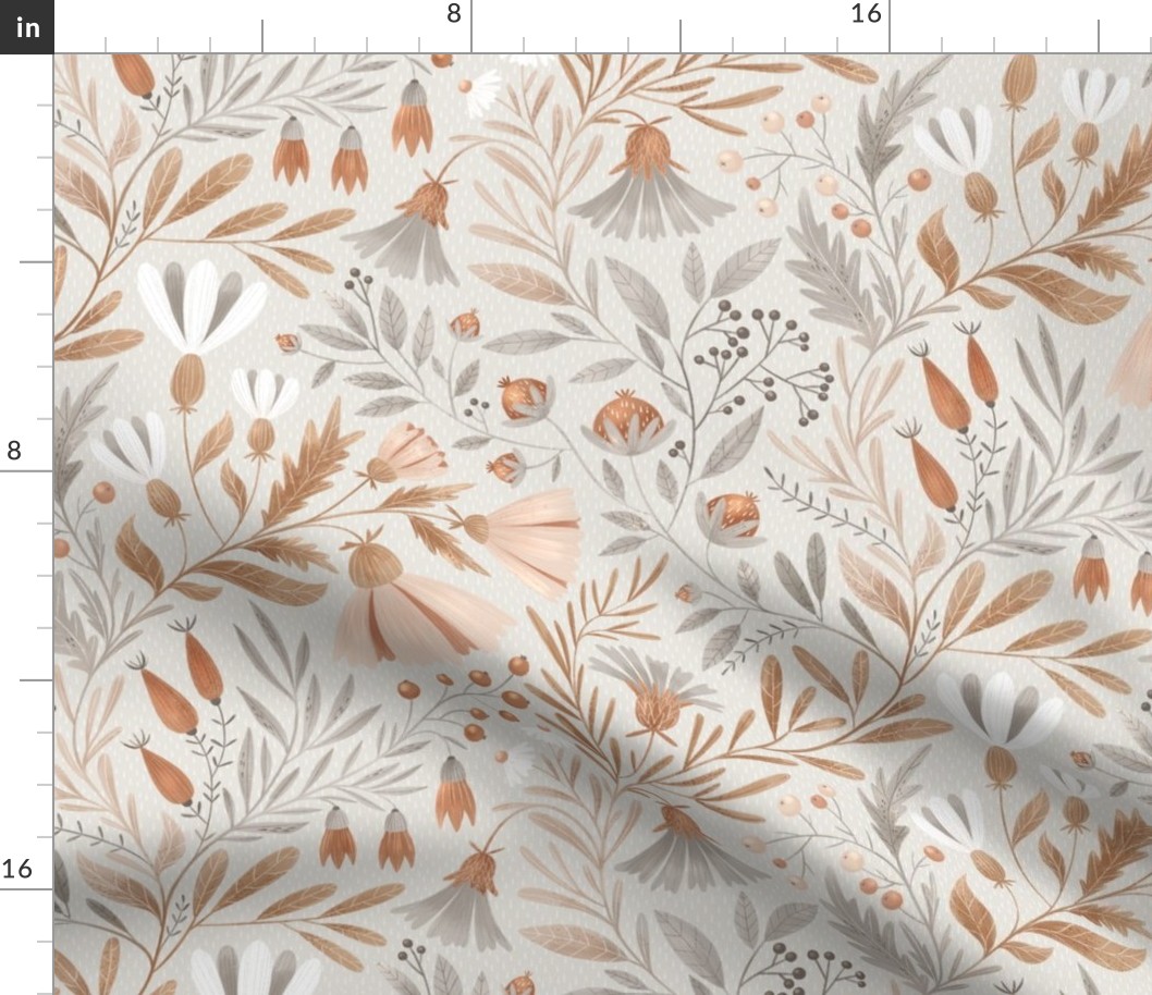 Beige and grey warm neutral botanicals | large