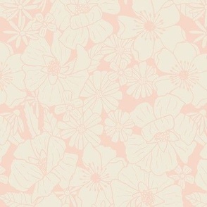 Summer Retro Floral in Light Pink