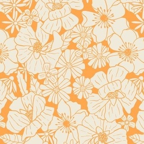 Summer Retro Floral in Nectarine Orange