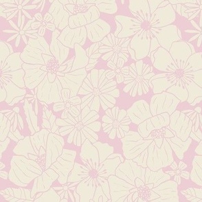 Retro Wildflower Floral in Light Lilac