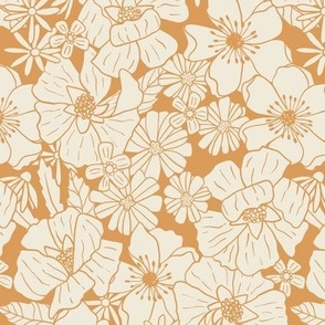 Retro Floral in Ginger Brown