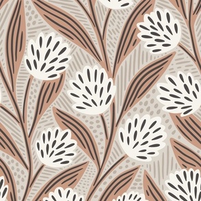 Climbing Vines Floral Botanical | Large Scale | Neutral Earth Tones