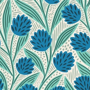 Climbing Vines Floral | Large Scale | Blue Teal