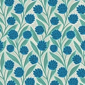 Climbing Vines Floral Botanical | Small Scale | Blue Teal