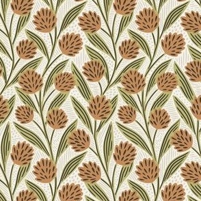 Climbing Vines Floral Botanical | Small Scale | Earthy Tan & Green