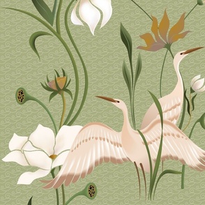 Lakeside- neutral botanicals- beige and green 