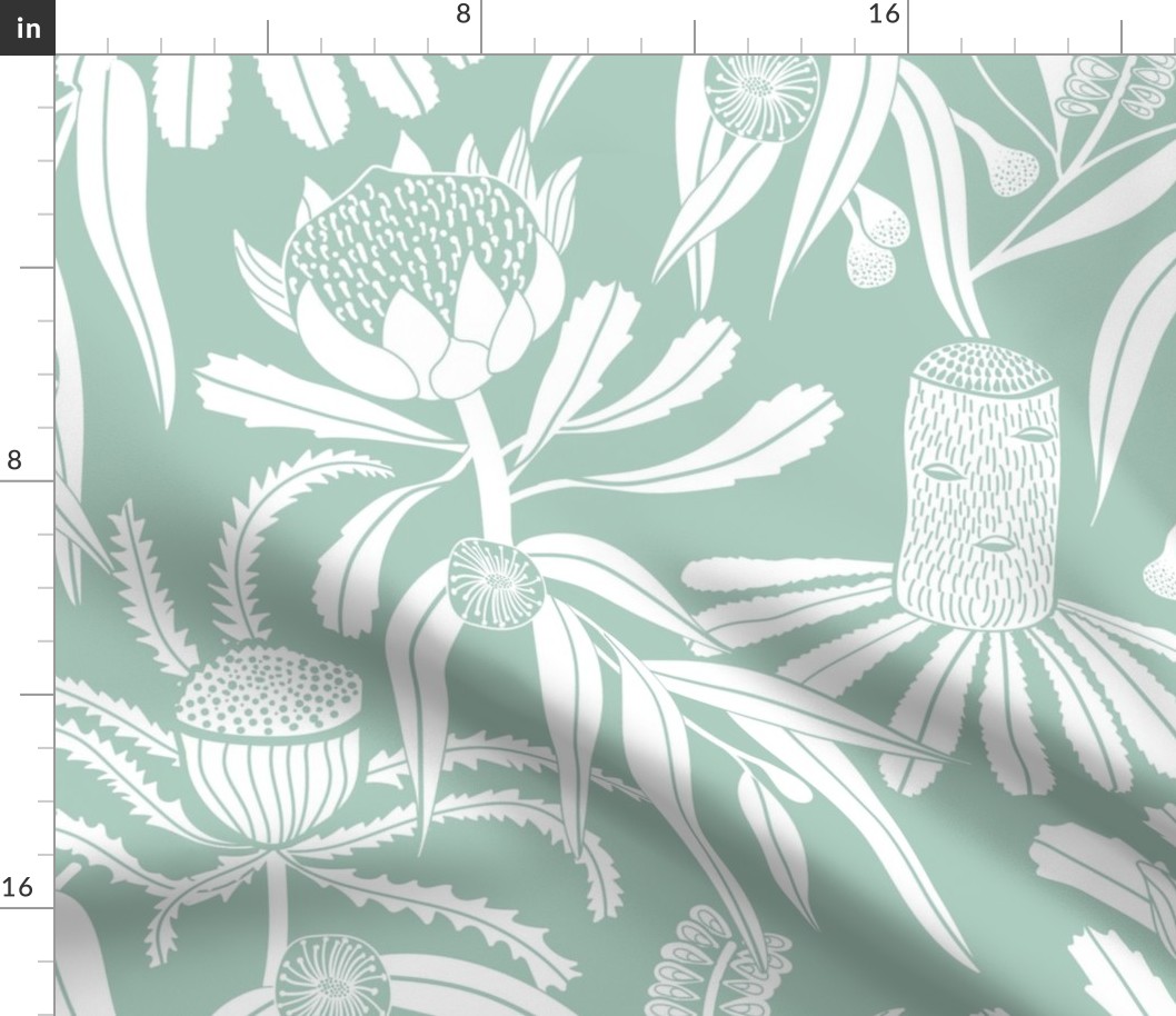 Banksia Floral Sage Green Extra Large