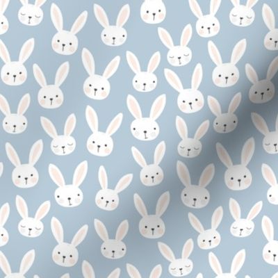 Spring lovers bunny friends sweet easter garden animals in moody baby blue white 