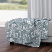 Wildflower Botanical Damask Pattern Neutral Grey