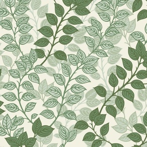 Green Leaves, Neutral Green Botanical Wallpaper and Home Decor 