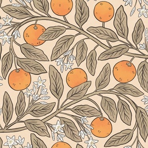 Art Nouveau Oranges Neutral Summer