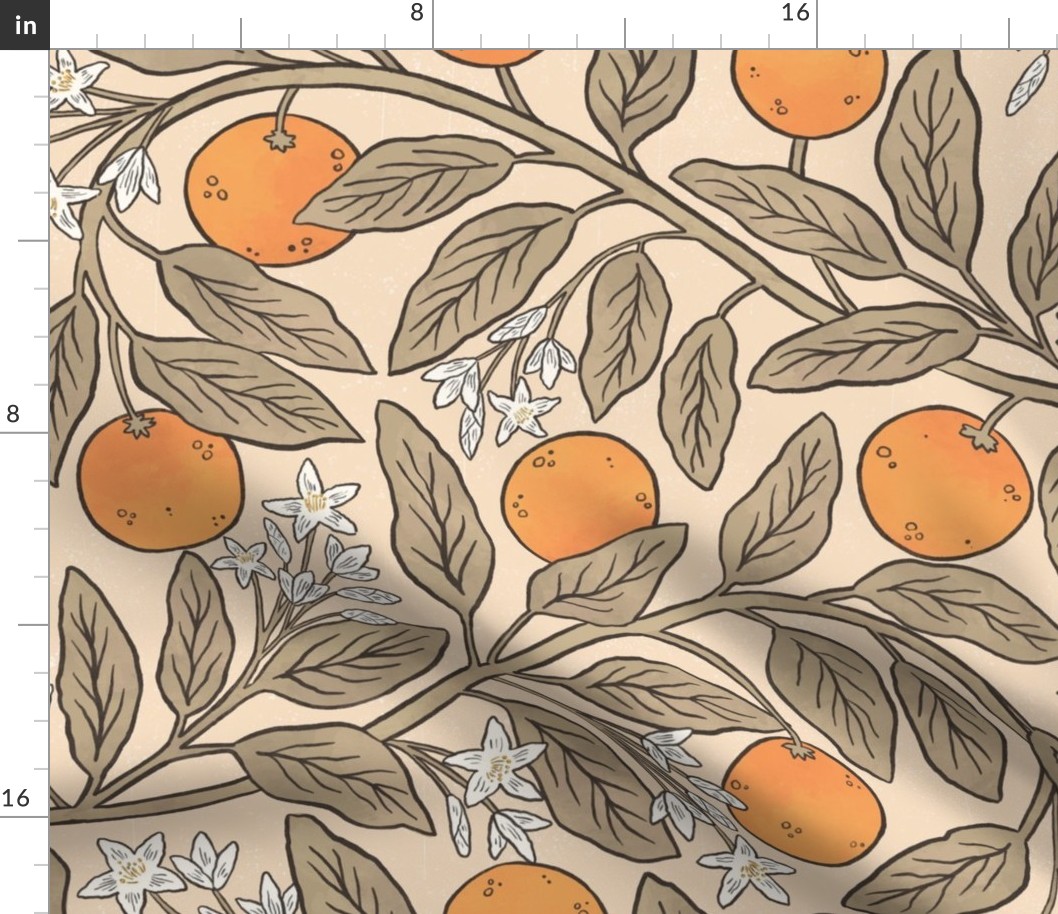 Art Nouveau Oranges Neutral Summer