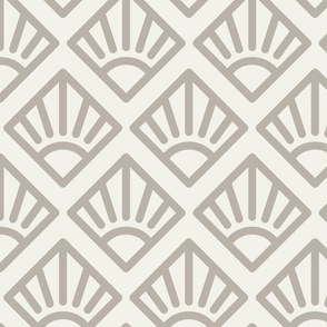 Art Deco Sun Block Print | Medium Scale | Warm Off White, Beige Grey