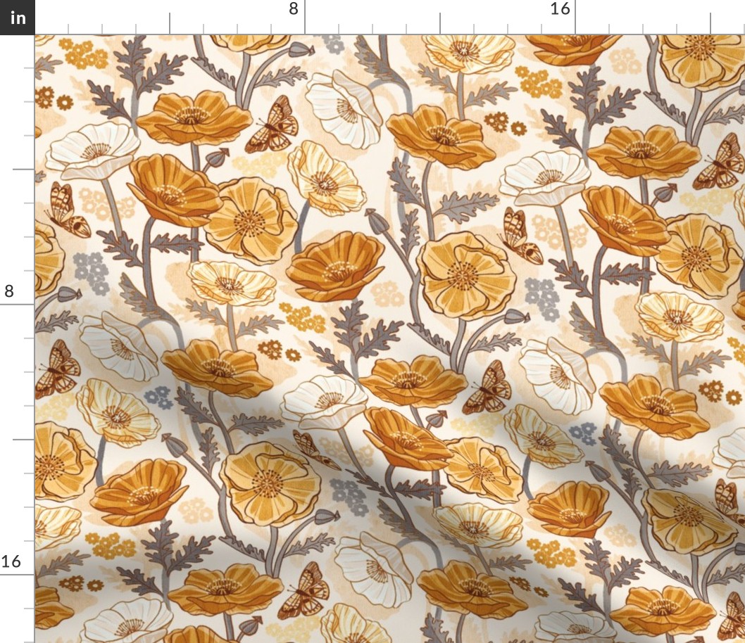 Rustic Mustard Poppy Print - Medium Scale