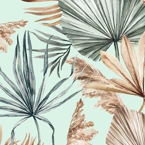 Dried Palm Leaves / Small Scale / Mint Background