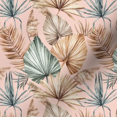 Dried Palm Leaves / Small Scale / Blush Background